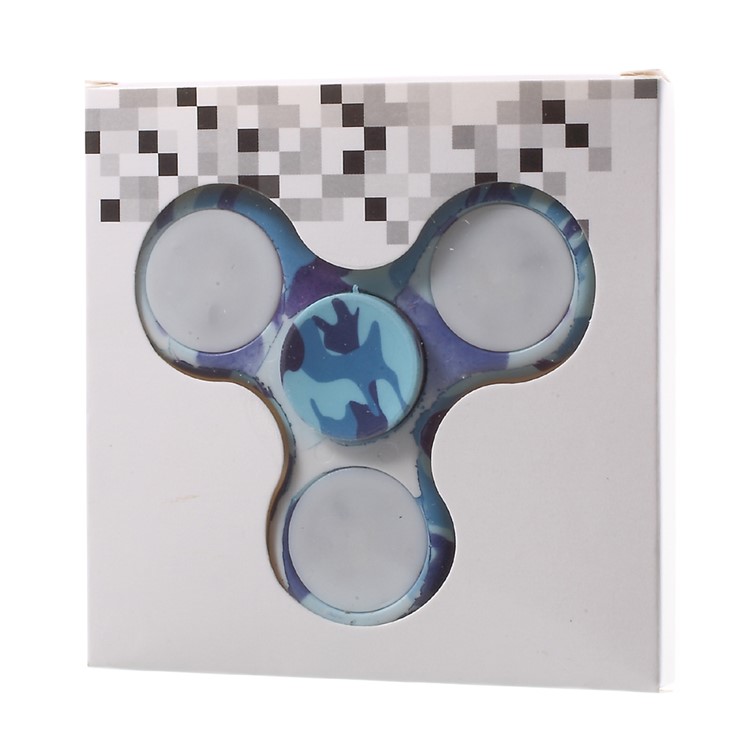 Camouflage Pattern LED Light Tri-Spinner Fidget Stress and Anxiety Relief Toy - Blue-9