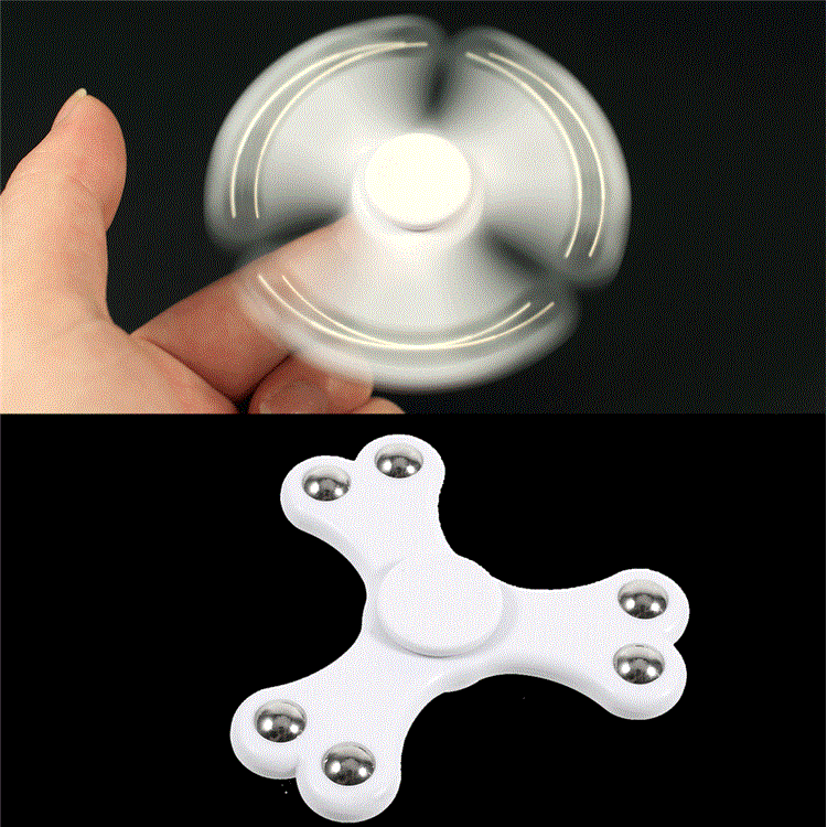 6 Steel Balls Tri-Spinner Fidget Stress and Anxiety Relief Time Killer Toy - White-1