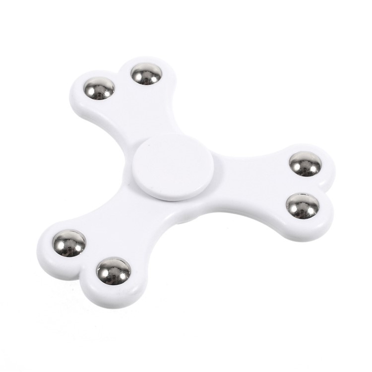 6 Steel Balls Tri-Spinner Fidget Stress and Anxiety Relief Time Killer Toy - White-2