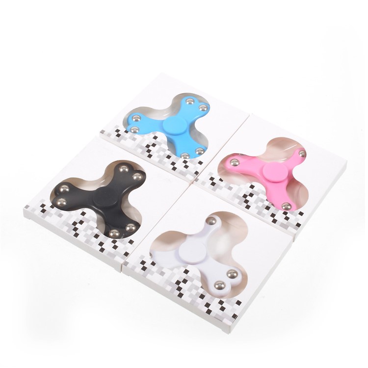 6 Steel Balls Tri-Spinner Fidget Stress and Anxiety Relief Time Killer Toy - White-8