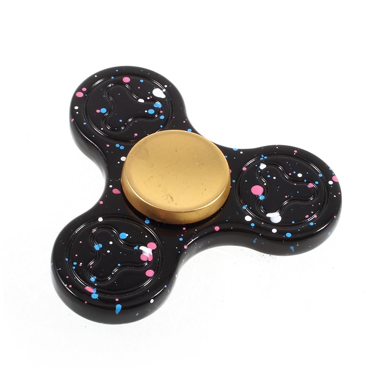 Colorized Pattern Spray-painted Tri-Spinner Fidget Spinner EDC Focus Toy - Black-1