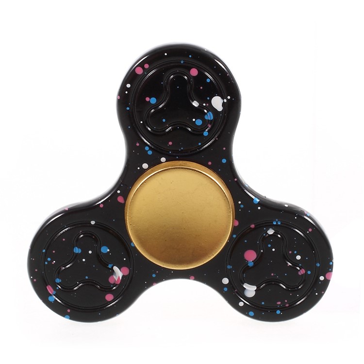 Colorized Pattern Spray-painted Tri-Spinner Fidget Spinner EDC Focus Toy - Black-2