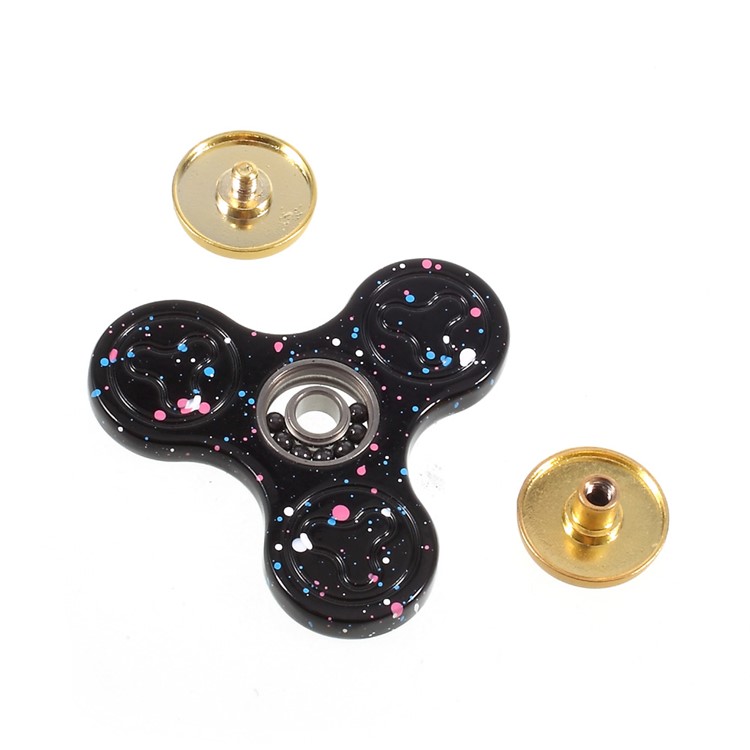 Colorized Pattern Spray-painted Tri-Spinner Fidget Spinner EDC Focus Toy - Black-3