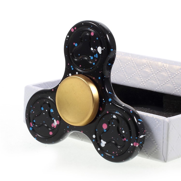 Colorized Pattern Spray-painted Tri-Spinner Fidget Spinner EDC Focus Toy - Black-5