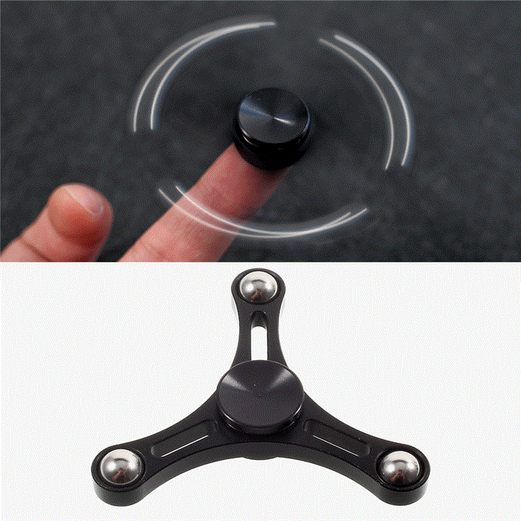 3 Steel Balls Tri-Spinner Fidget Stress and Anxiety Relief Toy - Black-1
