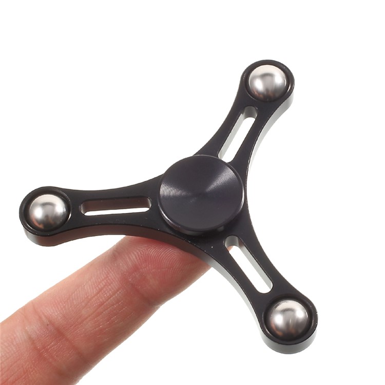 3 Steel Balls Tri-Spinner Fidget Stress and Anxiety Relief Toy - Black-9