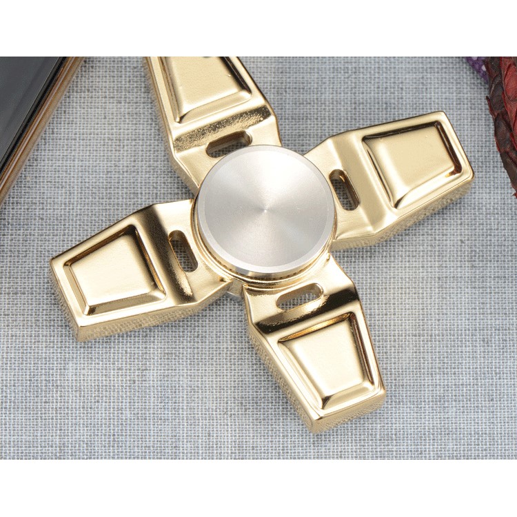 XOSOY Quadrangle Fidget Spinner Hand Finger Toy Relieve Anxiety and Boredom - Gold Color-4