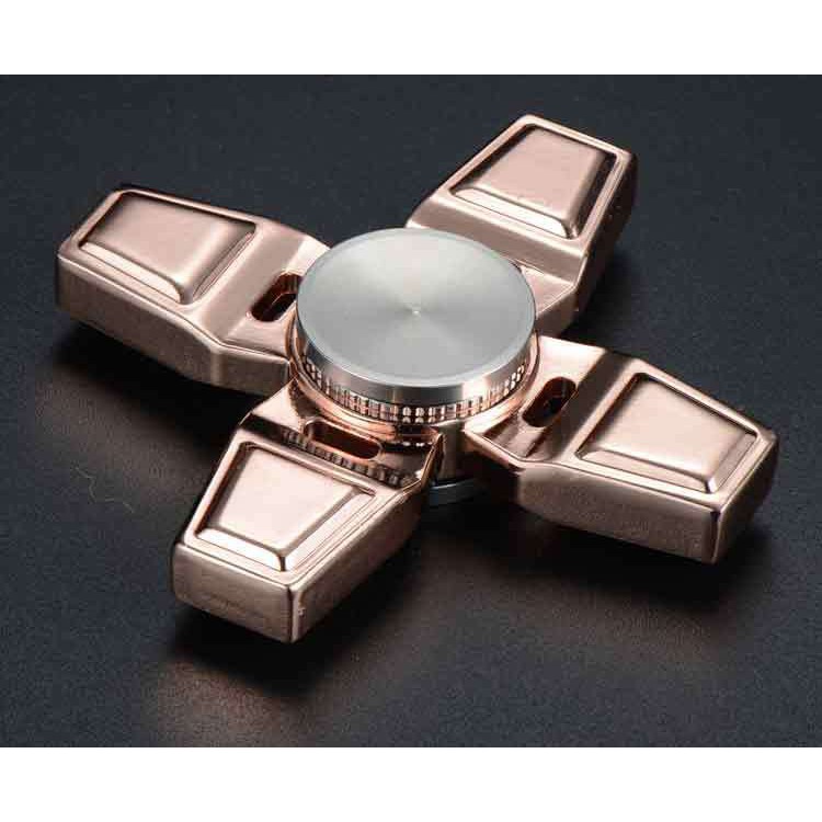 XOSOY Quadrangle Fidget Spinner Hand Finger Toy Relieve Anxiety and Boredom - Rose Gold Color-4
