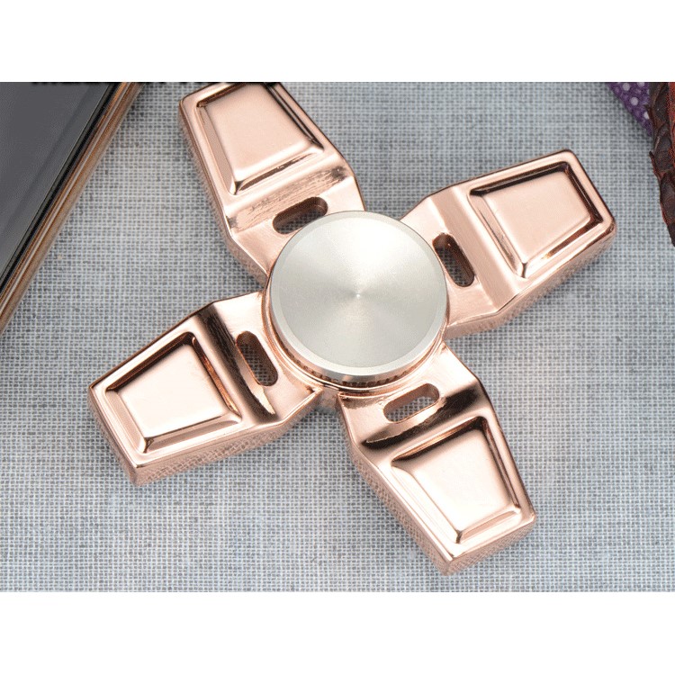 XOSOY Quadrangle Fidget Spinner Hand Finger Toy Relieve Anxiety and Boredom - Rose Gold Color-6