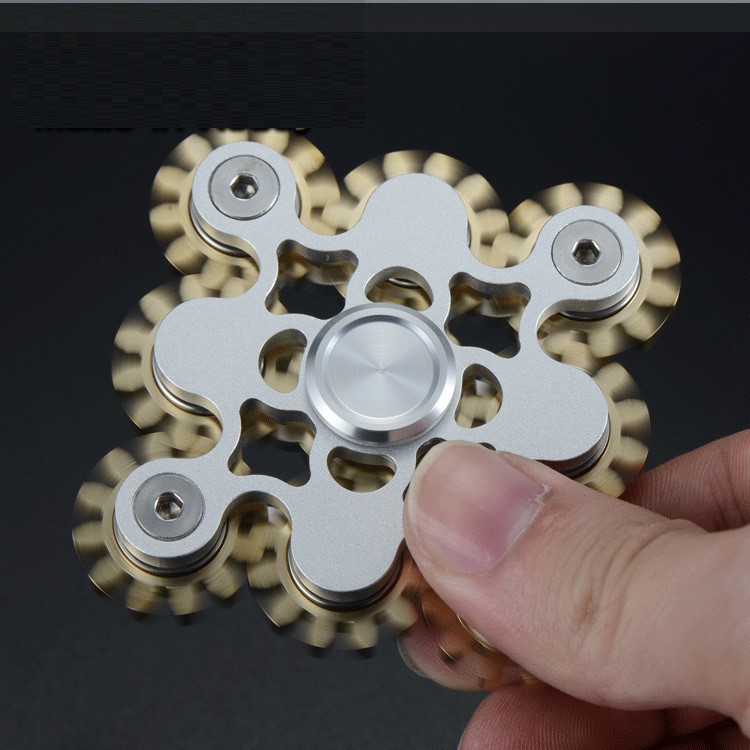 XOSOY 9 Gears Brass Spinner Fidget Toy Hand Spinner Stress Reducer-4