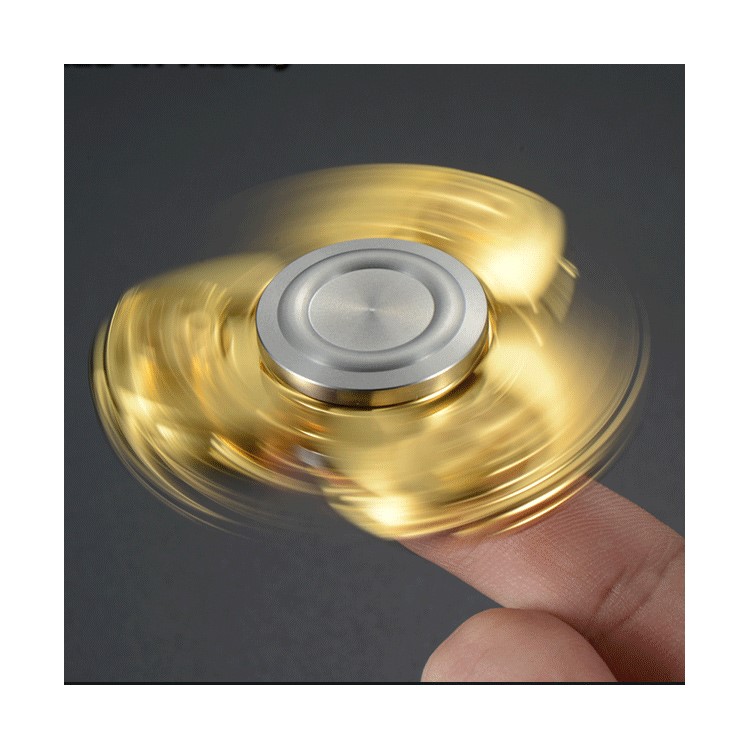 XOSOY Kirsite Tri-Spinner Hand Fidget EDC Focus Toy Stress and Anxiety Relief Toy - Gold Color-1