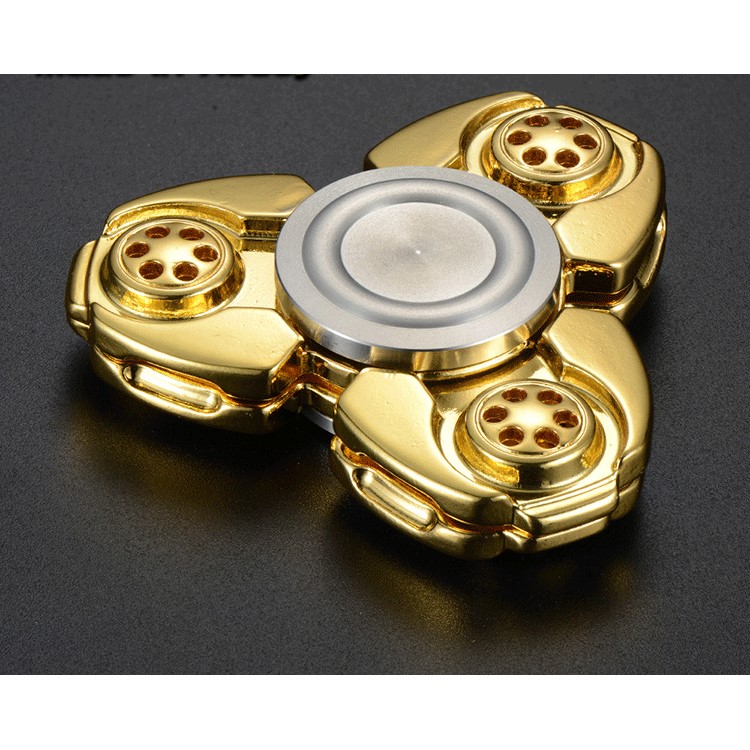 XOSOY Kirsite Tri-Spinner Hand Fidget EDC Focus Toy Stress and Anxiety Relief Toy - Gold Color-4