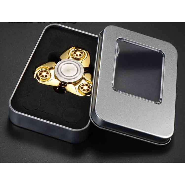 XOSOY Kirsite Tri-Spinner Hand Fidget EDC Focus Toy Stress and Anxiety Relief Toy - Gold Color-5