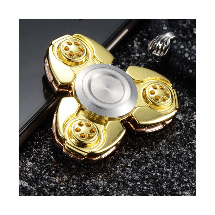 XOSOY Kirsite Tri-Spinner Hand Fidget EDC Focus Toy Stress and Anxiety Relief Toy - Gold Color-6