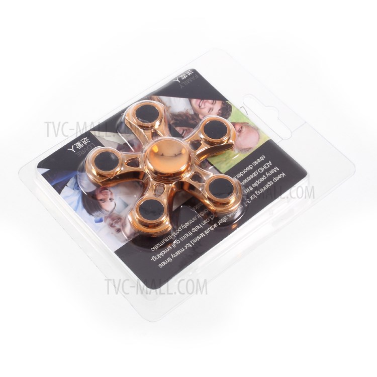 Pentagon Spinner Fidget Spinner Finger Toy ADHD Focus Toy - Gold-7