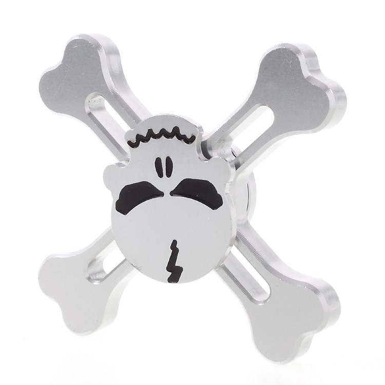 Cool Skull Spinner Fidget Stress and Anxiety Relief EDC Toy - Silver Color-3