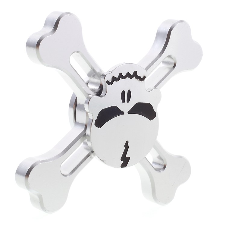 Cool Skull Spinner Fidget Stress and Anxiety Relief EDC Toy - Silver Color-5