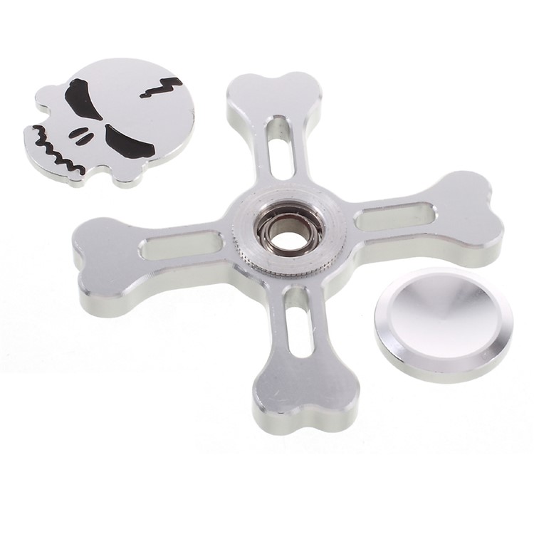 Cool Skull Spinner Fidget Stress and Anxiety Relief EDC Toy - Silver Color-6