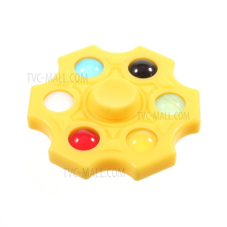 6 Colorful Marbles Hexagon Fingertip Spinner Fidget Stress and Anxiety Relief Toy - Yellow-1