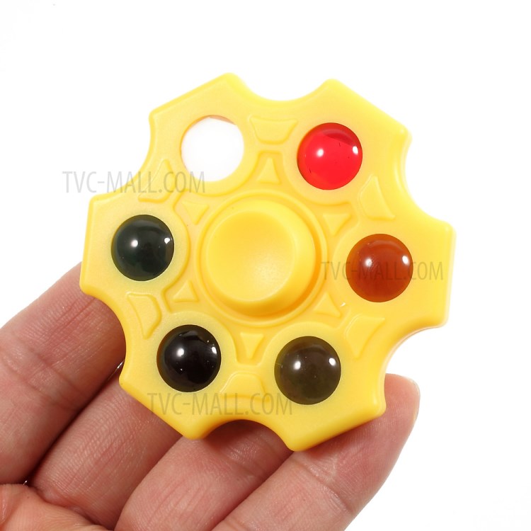 6 Colorful Marbles Hexagon Fingertip Spinner Fidget Stress and Anxiety Relief Toy - Yellow-10