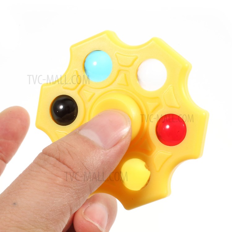 6 Colorful Marbles Hexagon Fingertip Spinner Fidget Stress and Anxiety Relief Toy - Yellow-11