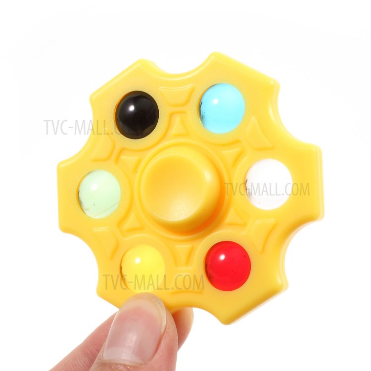 6 Colorful Marbles Hexagon Fingertip Spinner Fidget Stress and Anxiety Relief Toy - Yellow-12