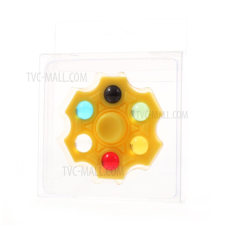 6 Colorful Marbles Hexagon Fingertip Spinner Fidget Stress and Anxiety Relief Toy - Yellow-15