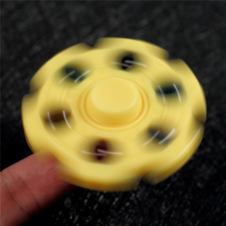 6 Colorful Marbles Hexagon Fingertip Spinner Fidget Stress and Anxiety Relief Toy - Yellow-2