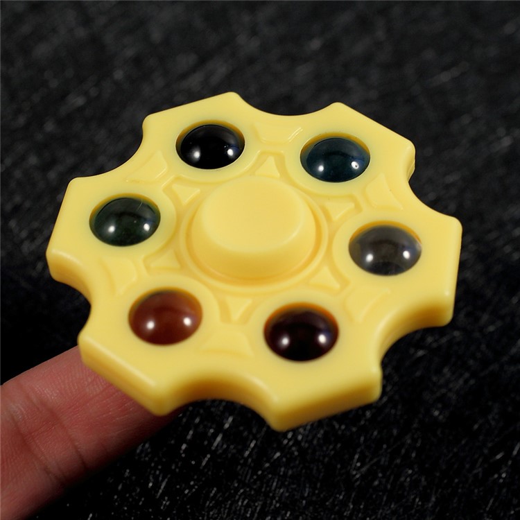 6 Colorful Marbles Hexagon Fingertip Spinner Fidget Stress and Anxiety Relief Toy - Yellow-3