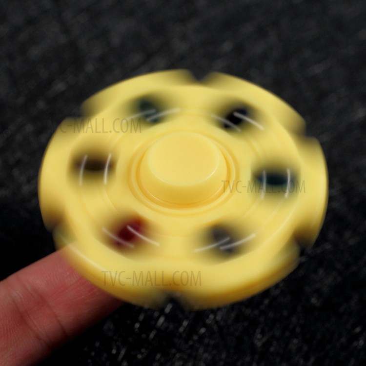 6 Colorful Marbles Hexagon Fingertip Spinner Fidget Stress and Anxiety Relief Toy - Yellow-4