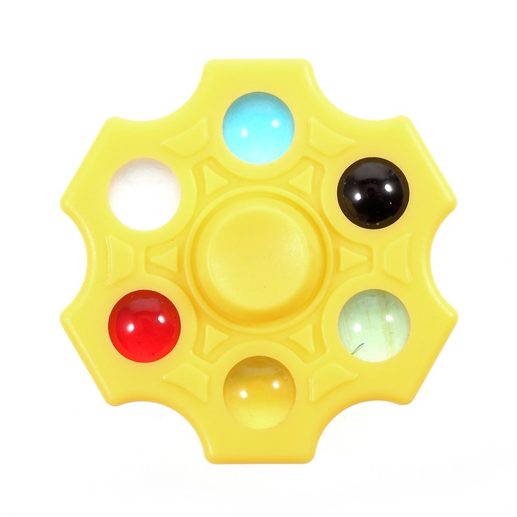6 Colorful Marbles Hexagon Fingertip Spinner Fidget Stress and Anxiety Relief Toy - Yellow-5