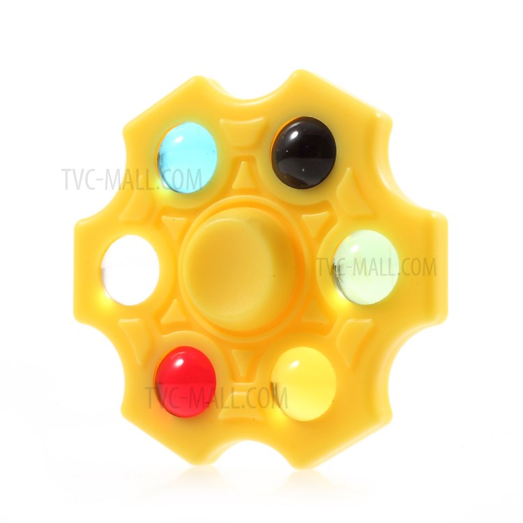 6 Colorful Marbles Hexagon Fingertip Spinner Fidget Stress and Anxiety Relief Toy - Yellow-6
