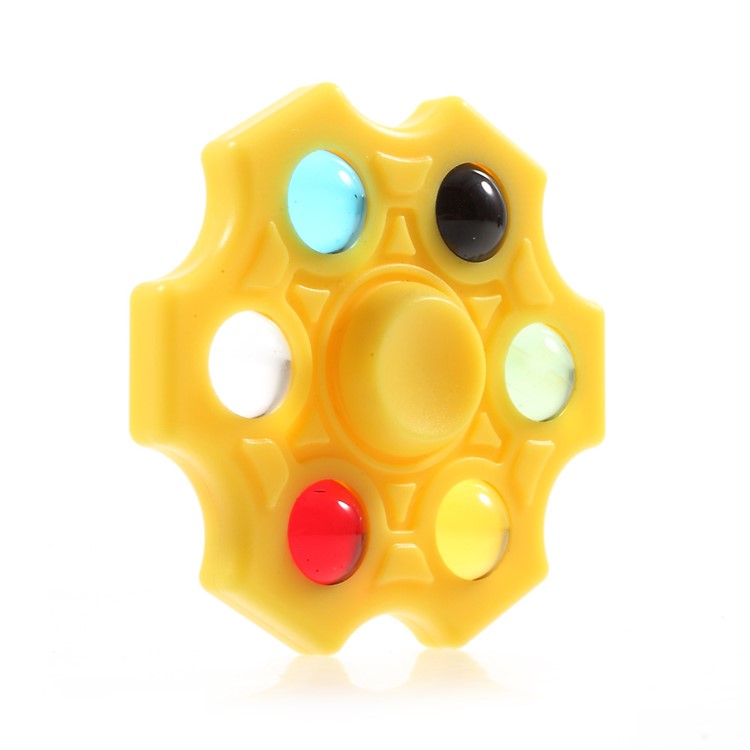 6 Colorful Marbles Hexagon Fingertip Spinner Fidget Stress and Anxiety Relief Toy - Yellow-7