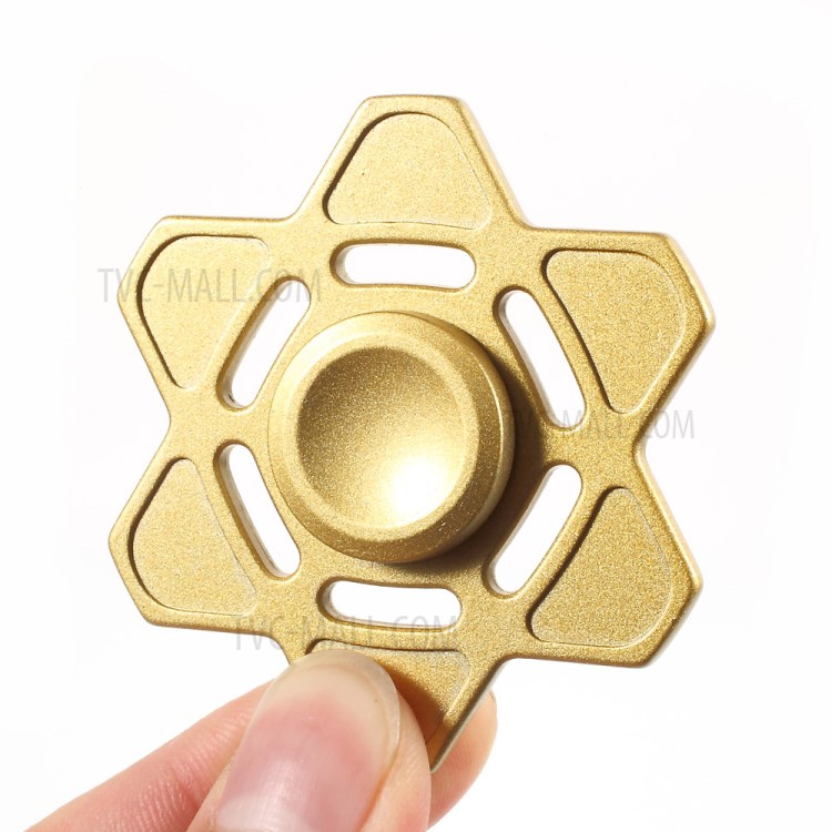 Six-pointed Star Pattern Kirsite Fidget Spinner Toy Stress Relief High Speed Hand Spinner - Gold-7