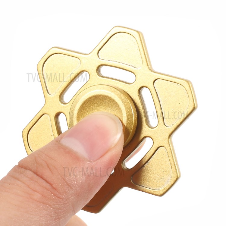 Six-pointed Star Pattern Kirsite Fidget Spinner Toy Stress Relief High Speed Hand Spinner - Gold-8