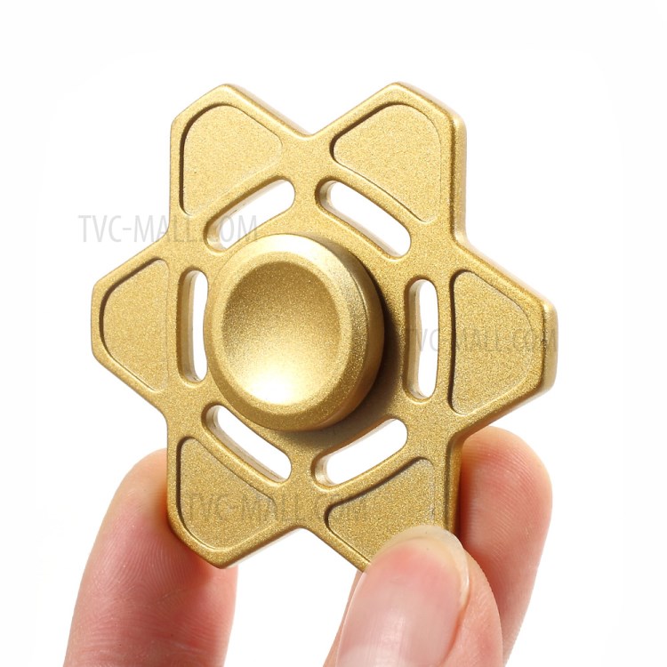 Six-pointed Star Pattern Kirsite Fidget Spinner Toy Stress Relief High Speed Hand Spinner - Gold-9