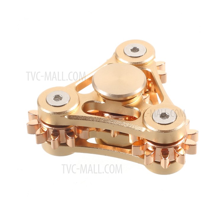 Gear Pattern Metal Tri-Spinner Fidget Hand Spinner EDC Focus Toy - Gold-1