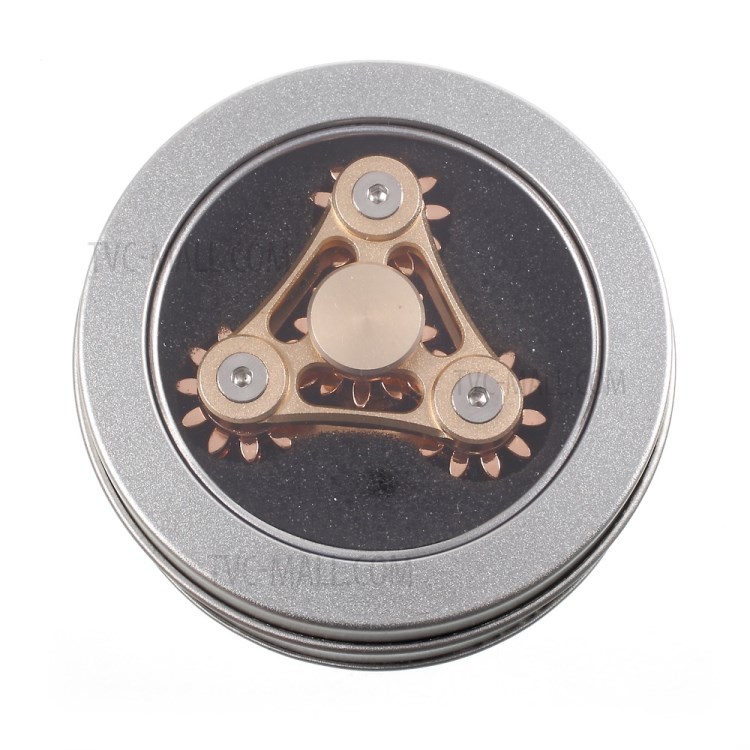 Gear Pattern Metal Tri-Spinner Fidget Hand Spinner EDC Focus Toy - Gold-10