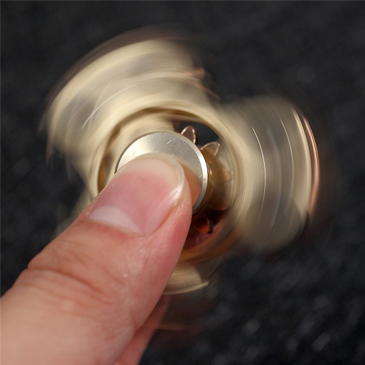 Gear Pattern Metal Tri-Spinner Fidget Hand Spinner EDC Focus Toy - Gold-3