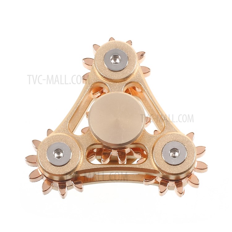 Gear Pattern Metal Tri-Spinner Fidget Hand Spinner EDC Focus Toy - Gold-5