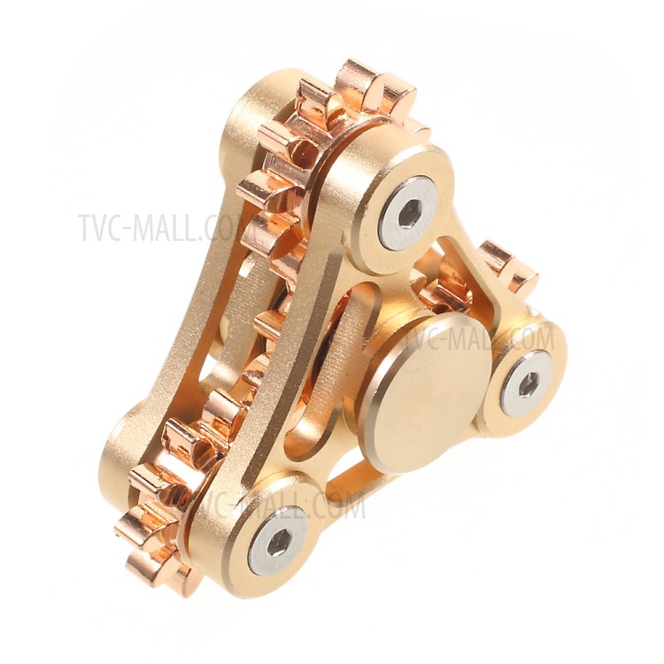 Gear Pattern Metal Tri-Spinner Fidget Hand Spinner EDC Focus Toy - Gold-7