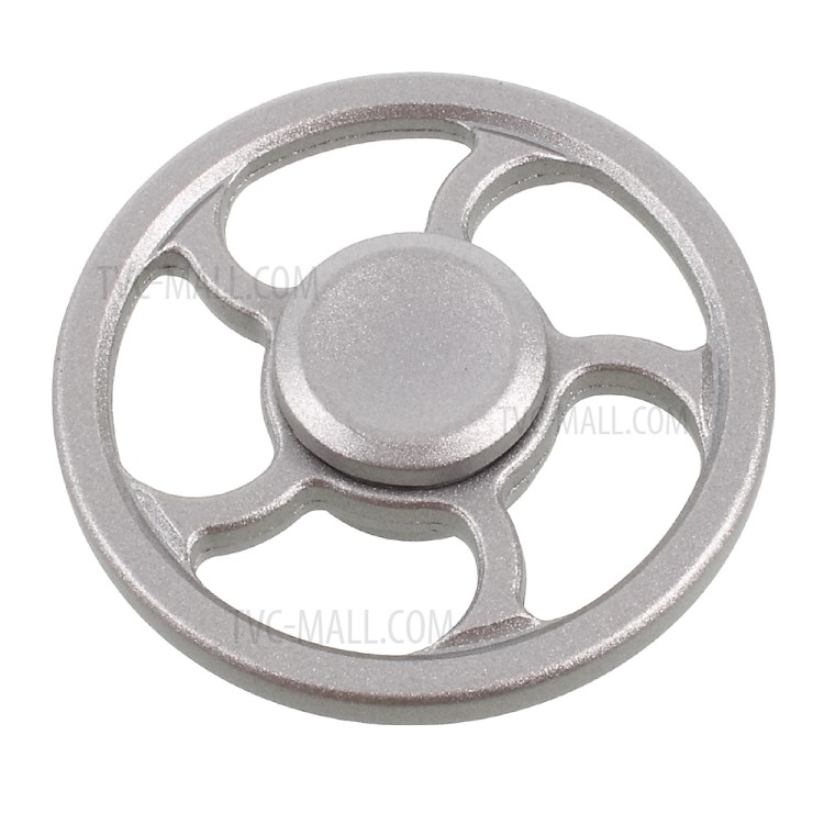 Wheel Pattern Kirsite Fidget Hand Spinner EDC Focus Toy for Anxiety and Stress Relief ADD ADHD - Silver-1