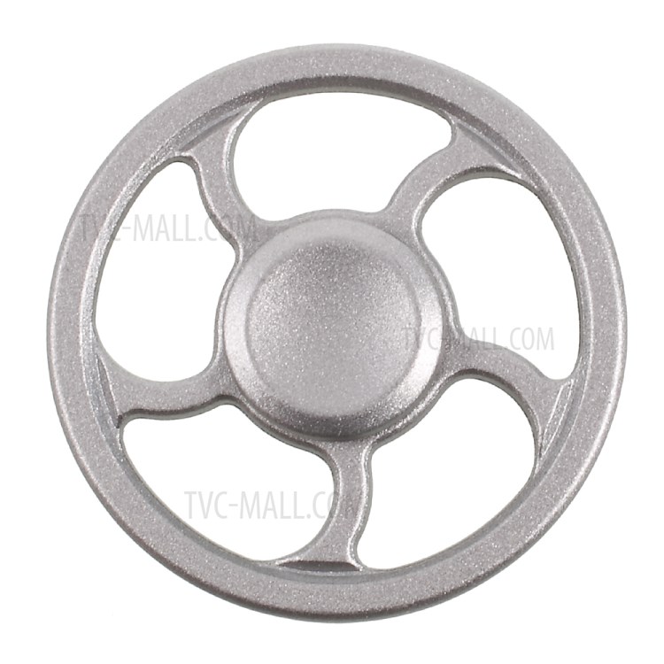 Wheel Pattern Kirsite Fidget Hand Spinner EDC Focus Toy for Anxiety and Stress Relief ADD ADHD - Silver-4