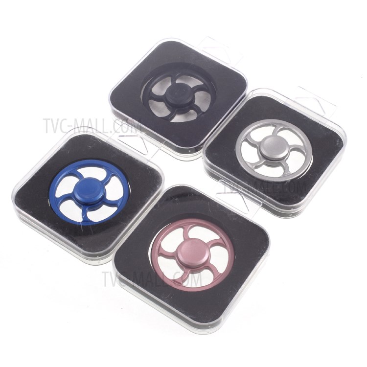 Wheel Pattern Kirsite Fidget Hand Spinner EDC Focus Toy for Anxiety and Stress Relief ADD ADHD - Silver-7