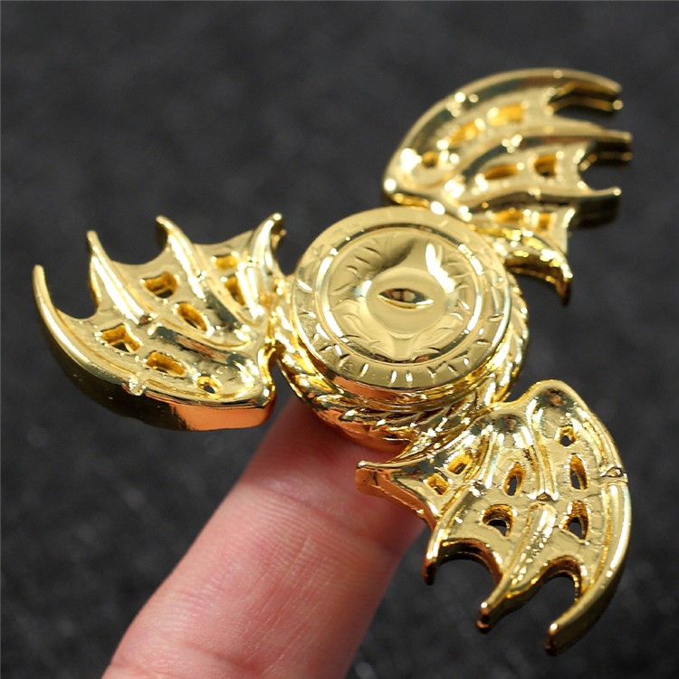 Dragon Pattern Fast Bearing Metal Tri-Spinner Fidget Hand Spinner EDC Focus Toy - Gold-10