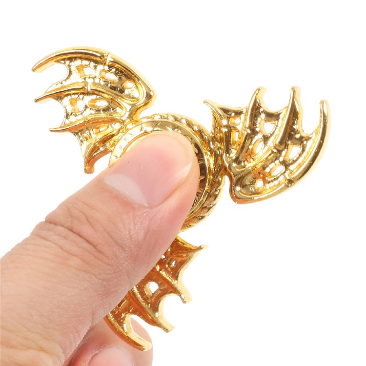 Dragon Pattern Fast Bearing Metal Tri-Spinner Fidget Hand Spinner EDC Focus Toy - Gold-7