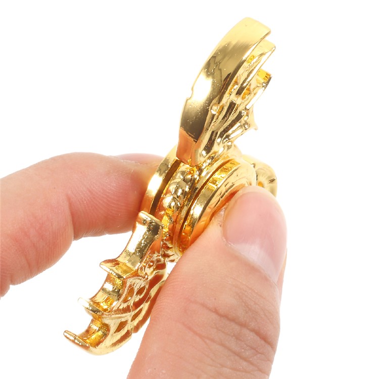 Dragon Pattern Fast Bearing Metal Tri-Spinner Fidget Hand Spinner EDC Focus Toy - Gold-8
