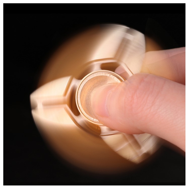 Pure Copper Tri-Spinner Fidget Toy EDC Focus Toy Fast Bearing - Gold-1
