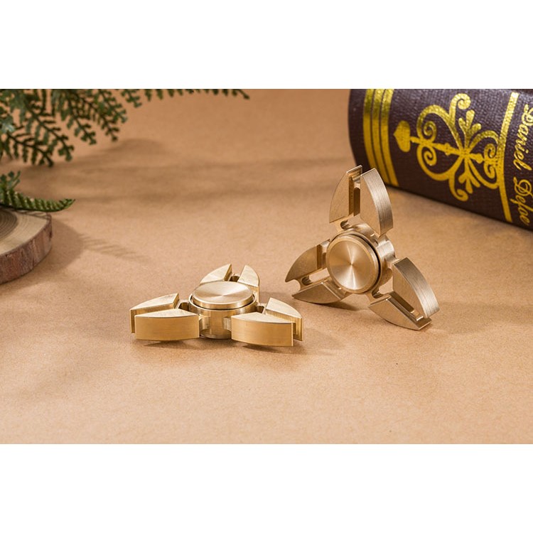 Pure Copper Tri-Spinner Fidget Toy EDC Focus Toy Fast Bearing - Gold-7