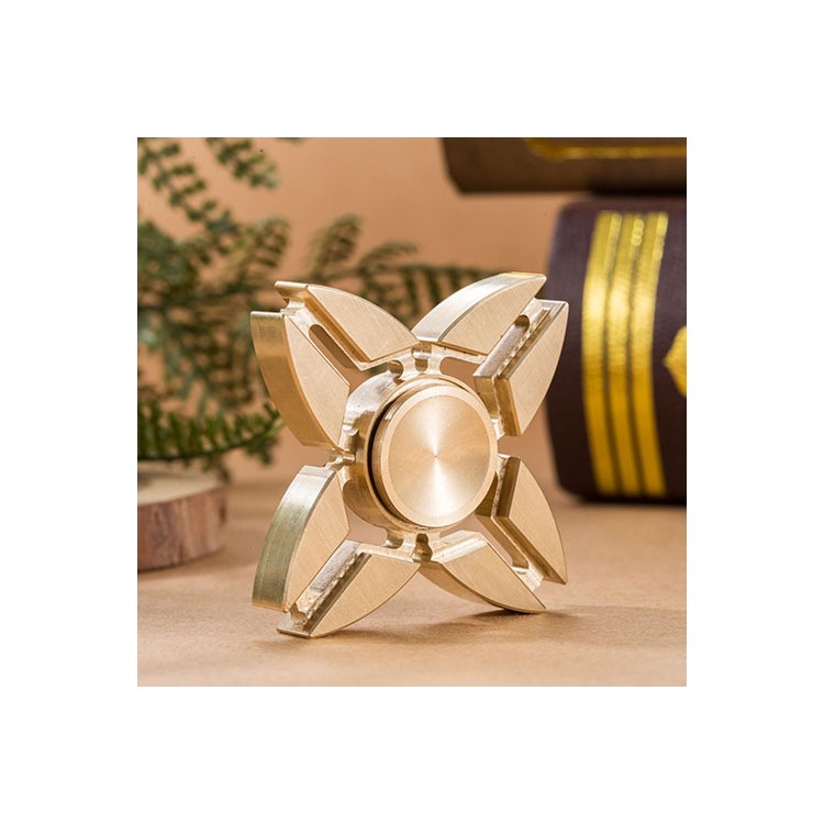 Quadrangle Pure Copper Spinner Fidget Hand Spinner High Speed EDC Focus Toy - Gold-1